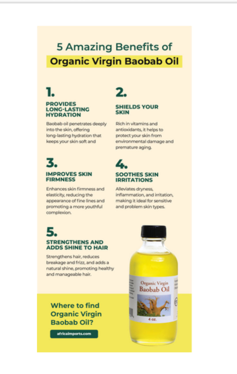 Organic Virgin Baobab Oil 4 oz